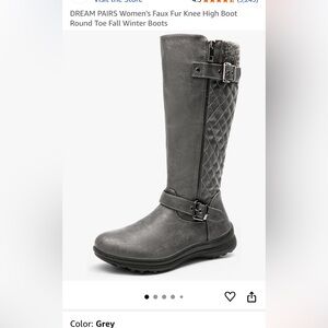 Dream Pairs Women's Gray Quilted Knee High Boots